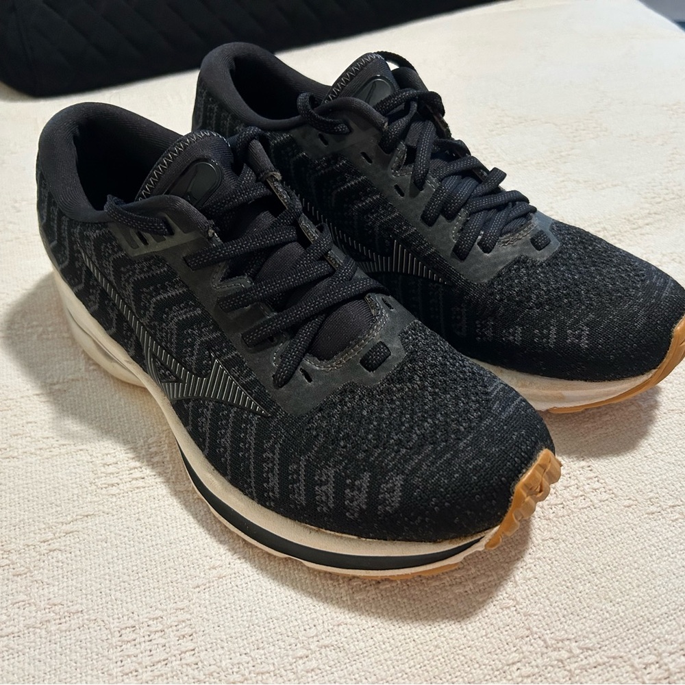 Mizuno Wave Rider 24 Waveknit Women's Running Shoes Sneakers Black Size 9 M